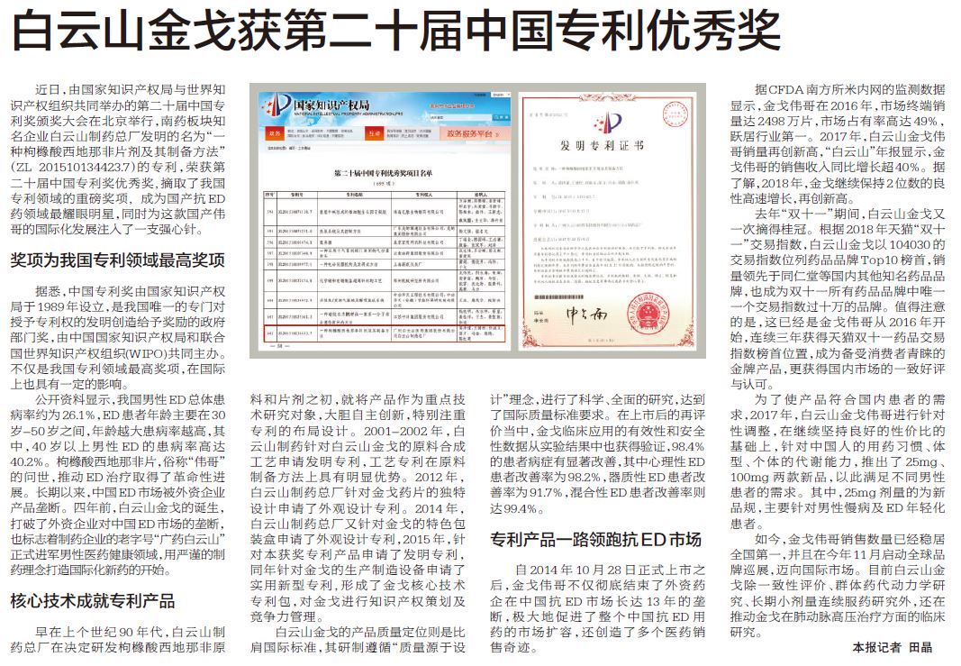 304am永利集团金戈获第二十届中国专利优良奖